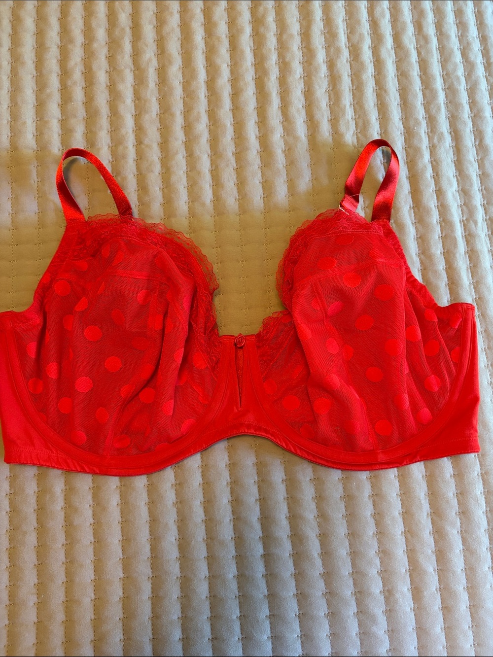 Cacique Red Polka Dot Underwire Bra